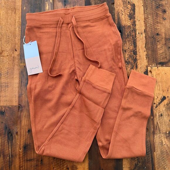 Goumi Pants - NWT Goumi Kids Womens Clay Thermal Pants SZ M Jogger Loungewear Waffle Clay